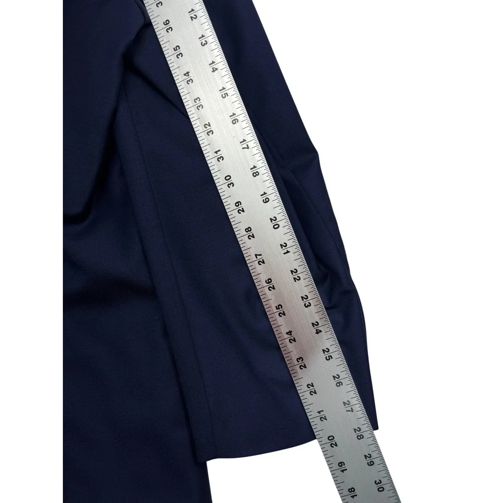 Joseph Abboud 52L 48x32 Navy Blue 2pc Pant Suit Wool Bespoke Flat Front Modern